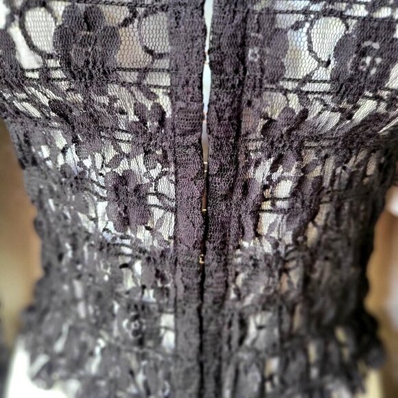 Free People Women's Madison Sheer Long Bell Sleeve Black Cropped Top XS - Picture 7 of 11